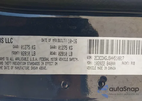 2017 Dodge Charger R/T Scat Pack Rwd from USA, damaged, VIN 2C3CDXGJ5HH510817